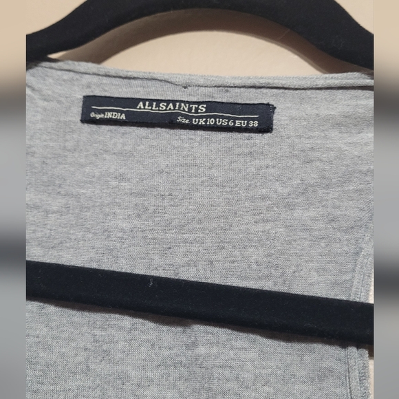 EUC ALLSAINTS Trinity Vest Sequin Tank Scoop Neck Size 6 Grey - Picture 6 of 8